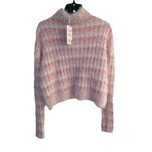 Candie's Striped Pink Cropped Sweater Women's Size Small NWT